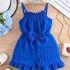 Pleated Royal Blue Romper: