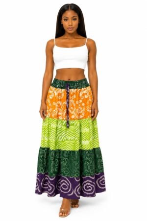 Kaleidoscope Batik Tiered Maxi Skirt Kaleidoscope Batik Tiered Maxi Skirt
